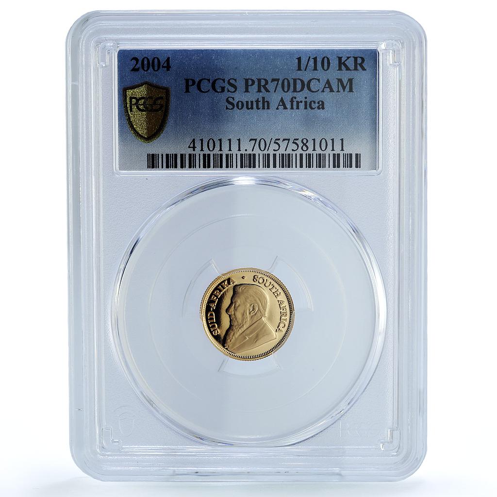 South Africa 1/10 krugerrand Springbok KM-105 Bullion PR 70 PCGS gold coin 2004