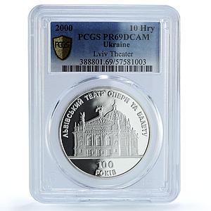 Ukraine 10 hryvnias Opera Ballet Theatre Lviv KM-123 PR 69 PCGS silver coin 2000