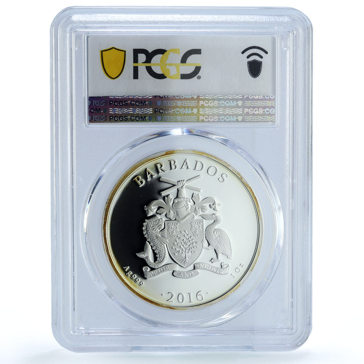 Barbados 1 dollar Flamingo F15 Mark KM-81 Fauna Bird PR 69 PCGS silver coin 2016