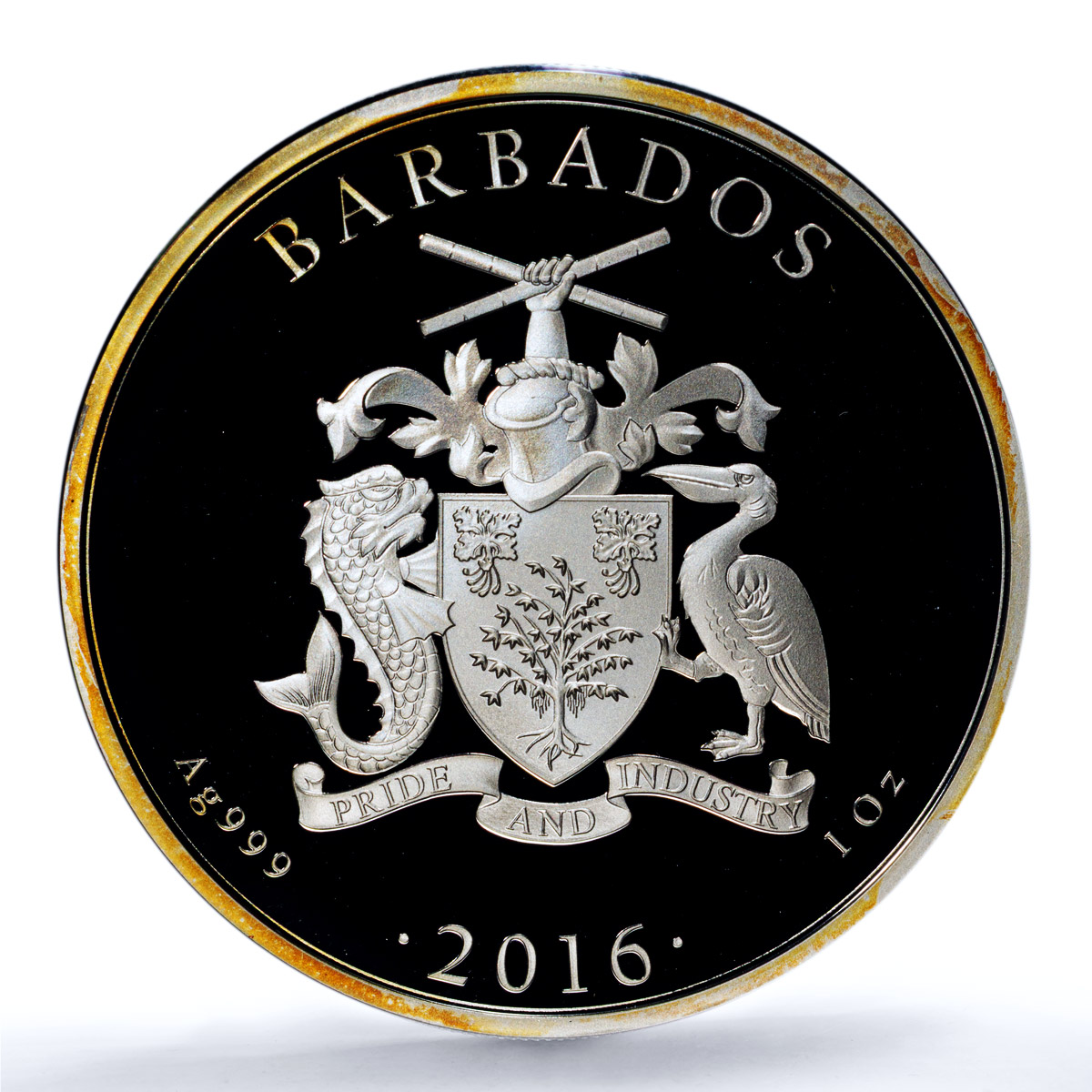 Barbados 1 dollar Flamingo F15 Mark KM-81 Fauna Bird PR 69 PCGS silver coin 2016