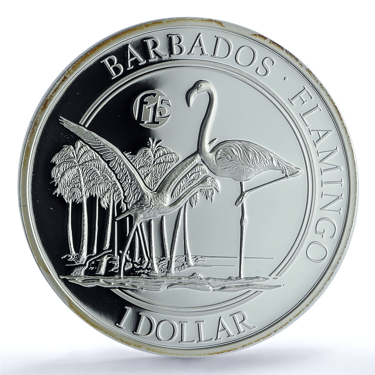 Barbados 1 dollar Flamingo F15 Mark KM-81 Fauna Bird PR 69 PCGS silver coin 2016