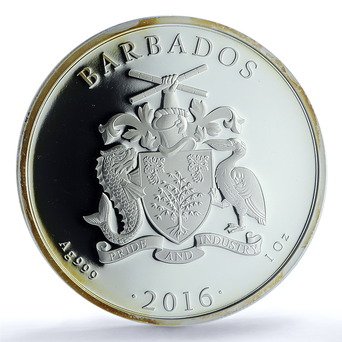 Barbados 1 dollar Flamingo F15 Mark KM-81 Fauna Bird PR 69 PCGS silver coin 2016