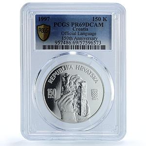 Croatia 150 kuna Language KM-75 Literature Book PR 69 PCGS silver coin 1997