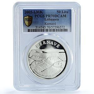 Lithuania 50 litu Kernave KM-143 UNESCO City Fortress PR70 PCGS silver coin 2005