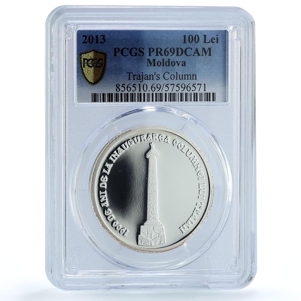 Moldova 100 lei Trajans Column KM-112 Monument Statue PR69 PCGS silver coin 2013