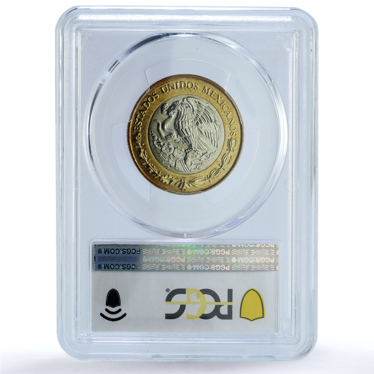 Mexico 10 pesos Aztec Rev. KM-616 Schon-180a MS 63 PCGS bimetal coin 1998