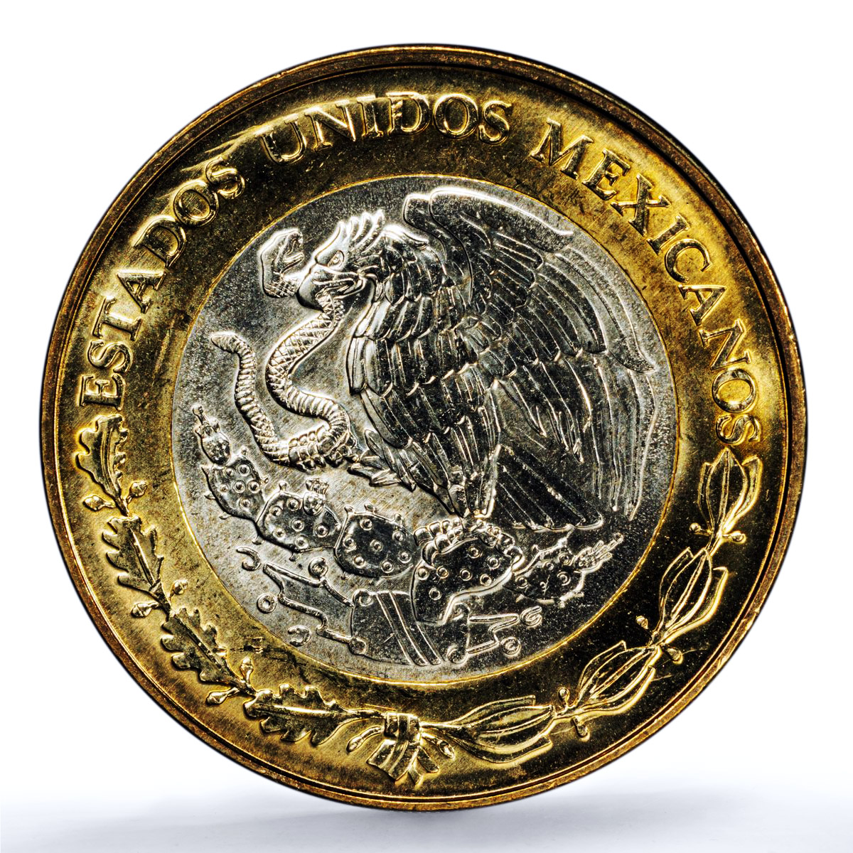 Mexico 10 pesos Aztec Rev. KM-616 Schon-180a MS 63 PCGS bimetal coin 1998