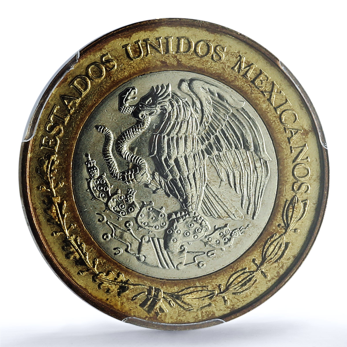 Mexico 10 pesos Millennium Aztec Rev. KM-636 MS 67 PCGS bimetal coin 2000