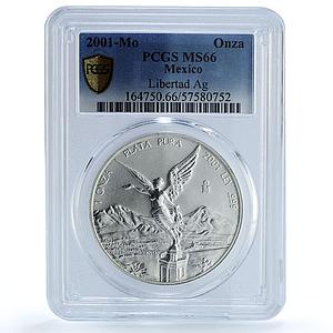 Mexico 1 onza Libertad Angel of Independence KM-639 MS 66 PCGS silver coin 2001
