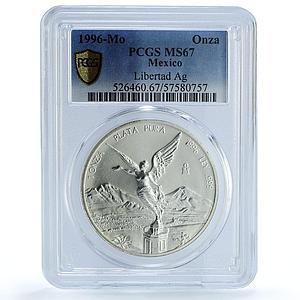 Mexico 1 onza Libertad Angel of Independence KM-613 MS 67 PCGS silver coin 1996
