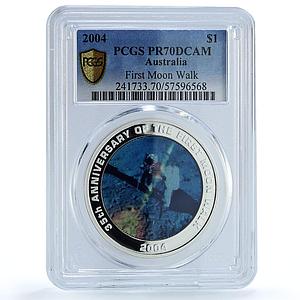 Australia 1 dollar First Moon Walk KM-734 Space PR 70 PCGS silver coin 2004