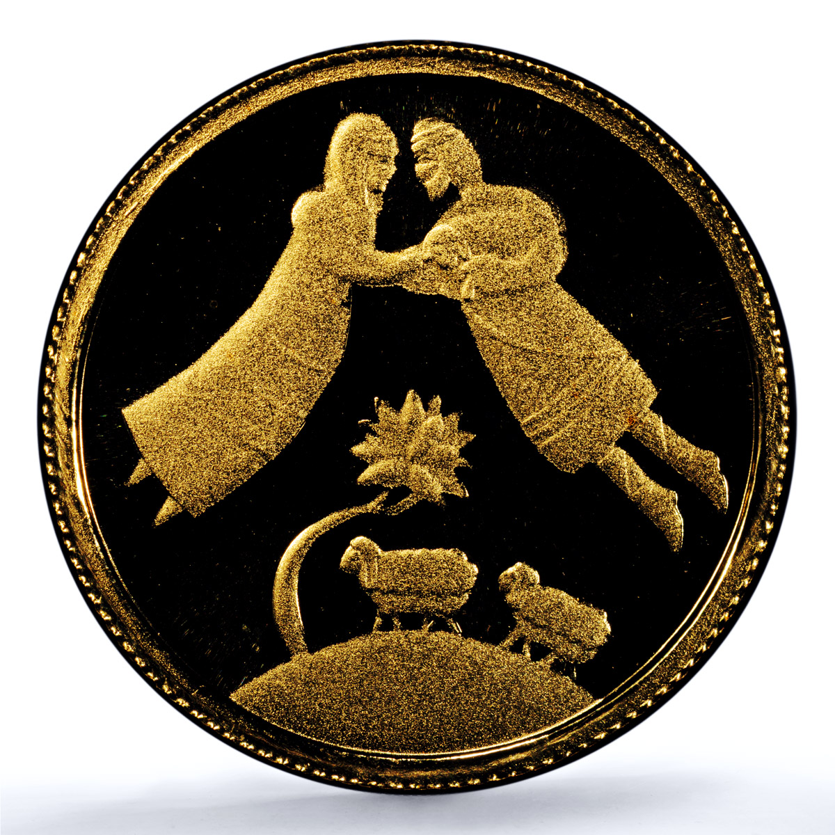 Israel 1 sheqalim Jacob Rachel KM-405.1 Biblical Art PR 70 PCGS gold coin 2004