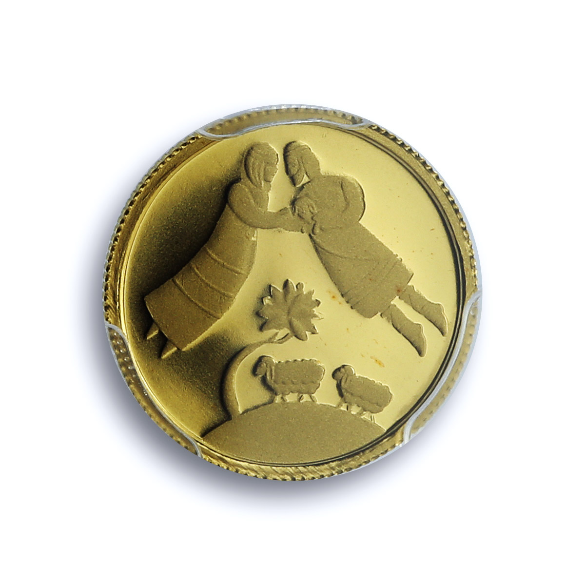 Israel 1 sheqalim Jacob Rachel KM-405.1 Biblical Art PR 70 PCGS gold coin 2004