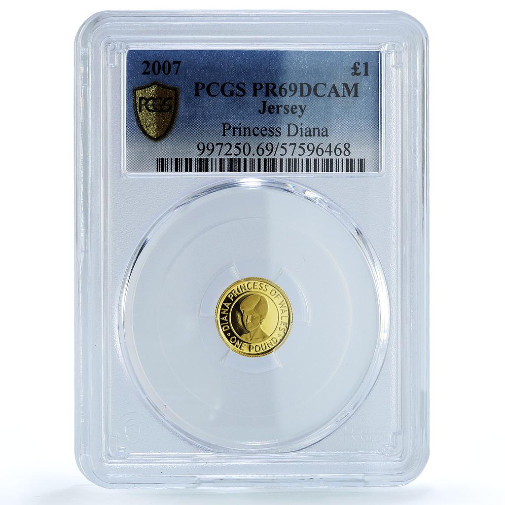 Jersey 1 pound Princess Diana Wales KM-173 Politics PR 69 PCGS gold coin 2007