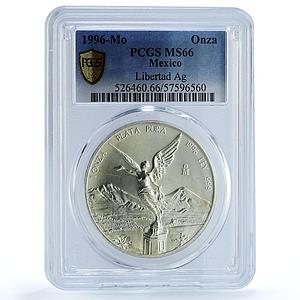 Mexico 1 onza Libertad Angel of Independence KM-613 MS 66 PCGS silver coin 1996