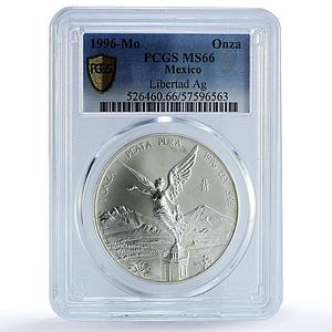 Mexico 1 onza Libertad Angel of Independence KM-613 MS 66 PCGS silver coin 1996