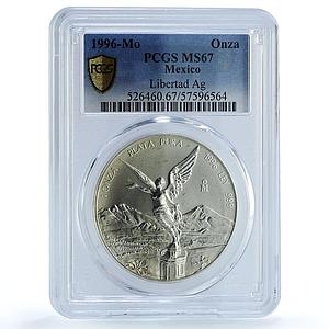 Mexico 1 onza Libertad Angel of Independence KM-613 MS 67 PCGS silver coin 1996