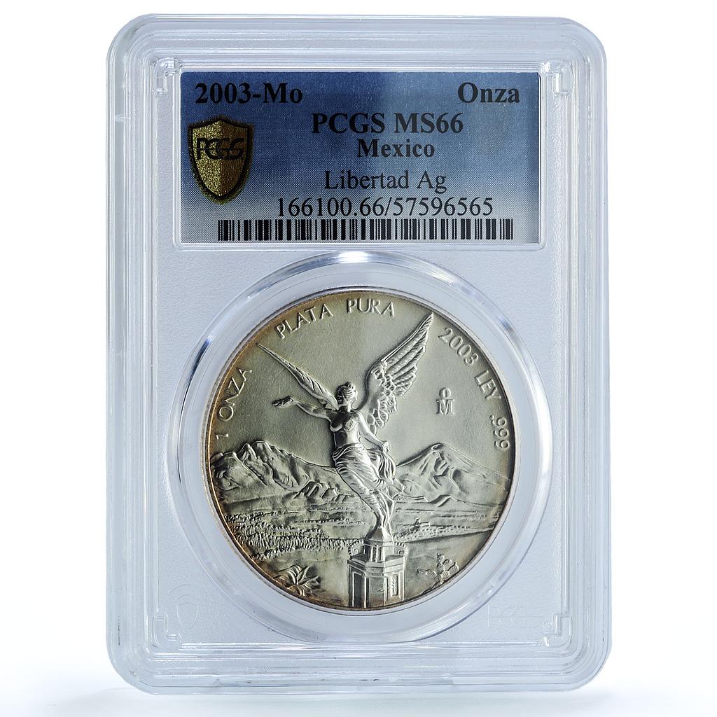 Mexico 1 onza Libertad Angel of Independence KM-639 MS 66 PCGS silver coin 2003