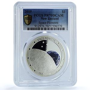 New Zealand 1 dollar Space Pioneers Moon Planet Earth PR70 PCGS silver coin 2019