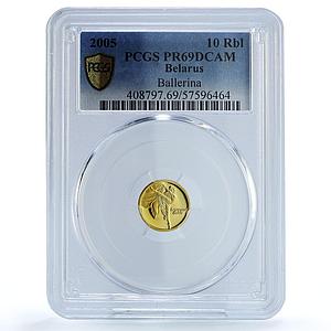Belarus 10 roubles Ballet Ballerina KM-129 Culture Art PR 69 PCGS gold coin 2005
