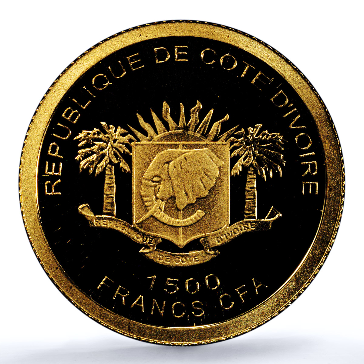 Ivory Coast 1500 francs Scarabaeus Sacer Fauna Insect PR 70 PCGS gold coin 2010
