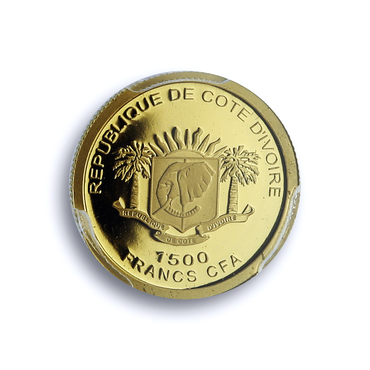 Ivory Coast 1500 francs Scarabaeus Sacer Fauna Insect PR 70 PCGS gold coin 2010