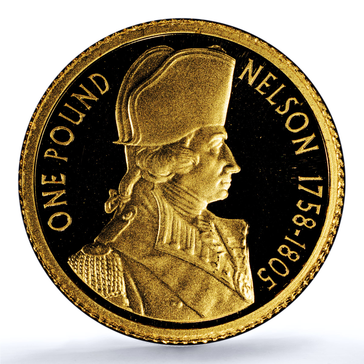Alderney 1 pound Nelson Trafalgar Battle KM-119 History PR70 PCGS gold coin 2005 Alderney 1 pound Nelson Trafalgar Battle KM-119 History PR70 PCGS gold coin 2005