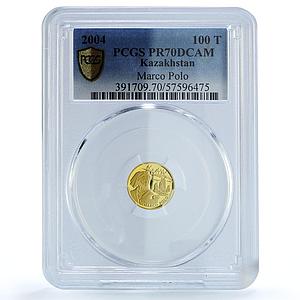Kazakhstan 100 tenge Marco Polo KM-188 Ship Camels PR 70 PCGS gold coin 2004