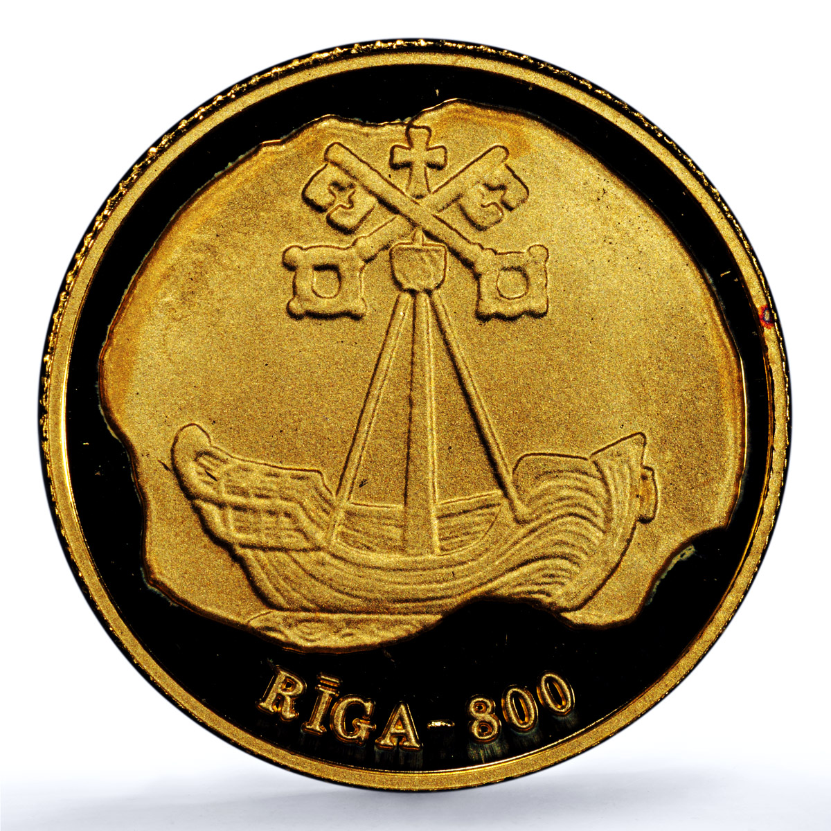 Latvia 10 latu Riga KM-29 Anniversary City Ship PR 69 PCGS gold coin 1998