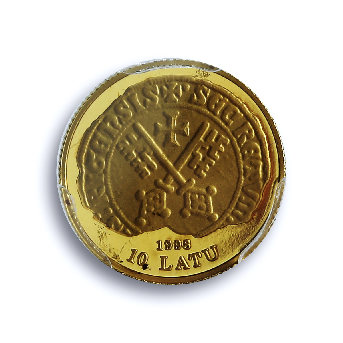 Latvia 10 latu Riga KM-29 Anniversary City Ship PR 69 PCGS gold coin 1998