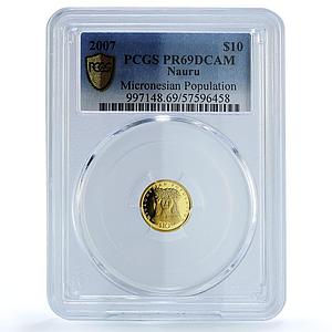 Nauru 10 dollars Micronesian Population KM-76 Woman PR 69 PCGS gold coin 2007