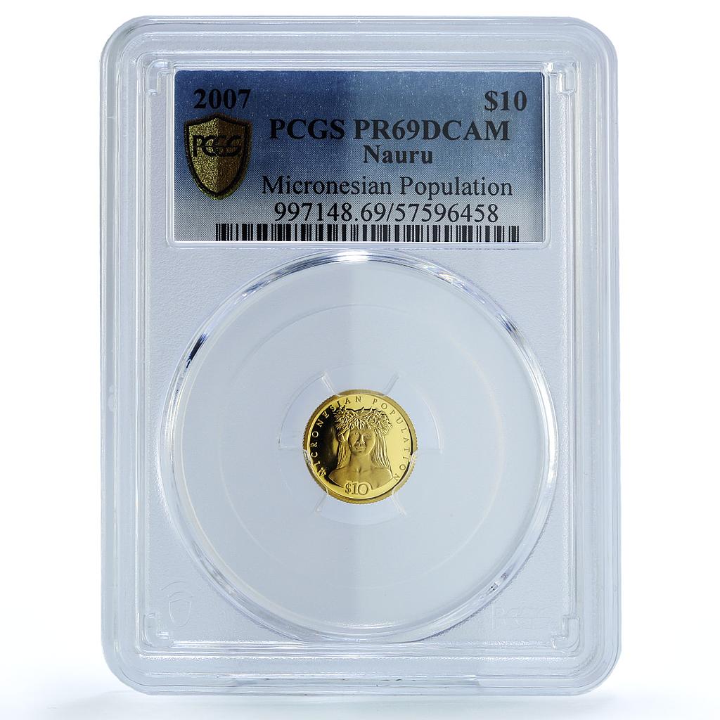 Nauru 10 dollars Micronesian Population KM-76 Woman PR 69 PCGS gold coin 2007 Nauru 10 dollars Micronesian Population KM-76 Woman PR 69 PCGS gold coin 2007