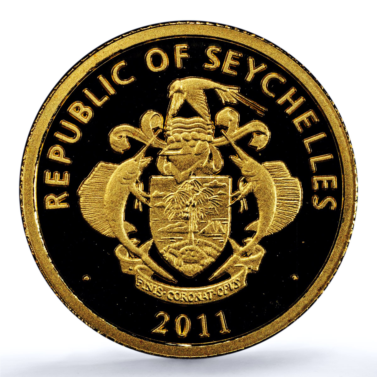 Seychelles 25 rupees Independence KM-133 Turtle PR 70 PCGS gold coin 2011