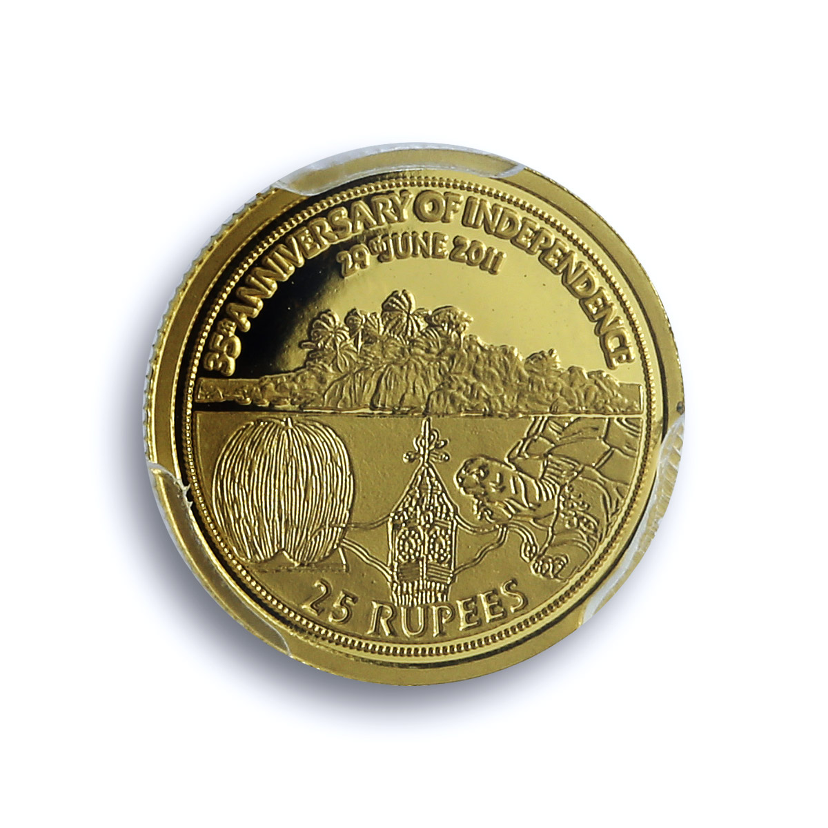 Seychelles 25 rupees Independence KM-133 Turtle PR 70 PCGS gold coin 2011