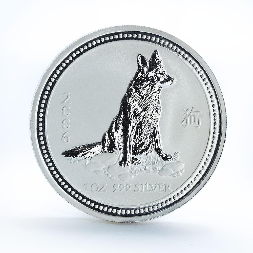 Australia 1 dollar Year of the Dog Lunnar Series I 1 oz Silver Coin 2006