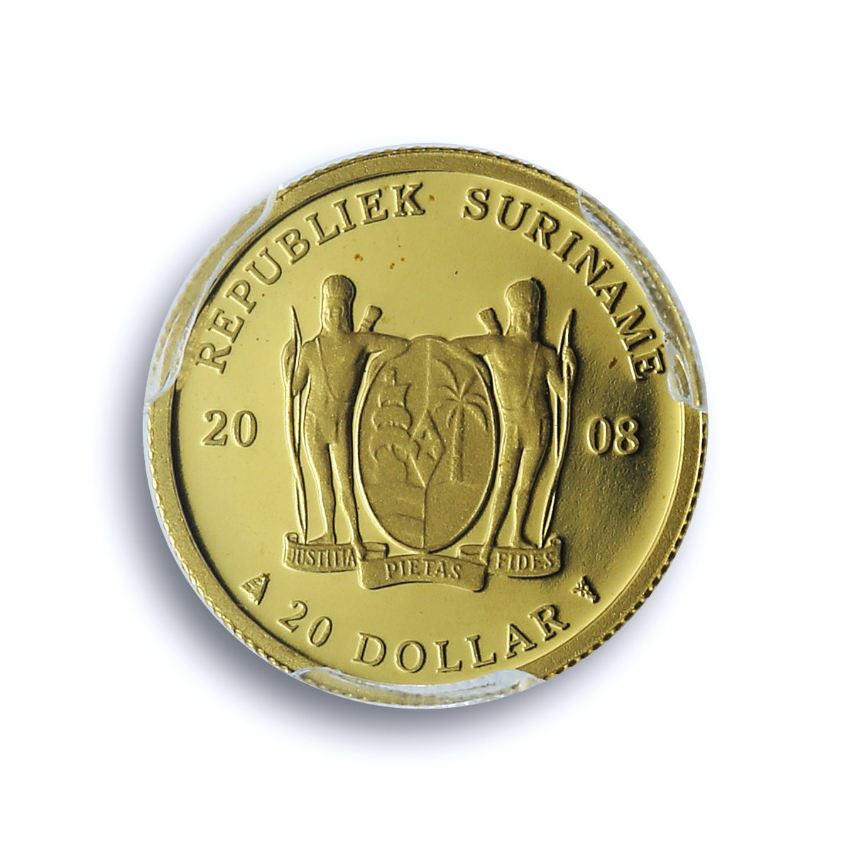 Suriname 20 dollar Anthony Nesty KM-65 Seoul Olympics PR 69 PCGS gold coin 2008 Suriname 20 dollar Anthony Nesty KM-65 Seoul Olympics PR 69 PCGS gold coin 2008