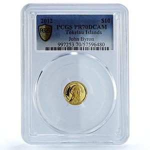 Tokelau 10 dollars John Byron History Seafaring Admiral PR70 PCGS gold coin 2012