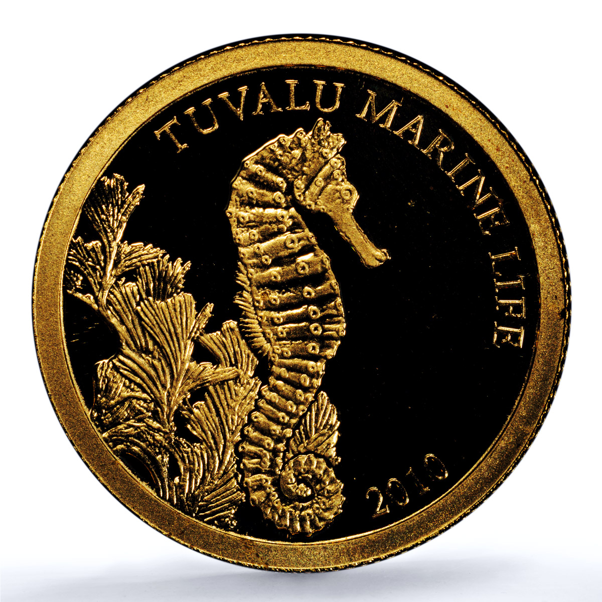 Tuvalu 2 dollars Seahorse KM-168 Marine Life Fauna PR 69 PCGS gold coin 2010