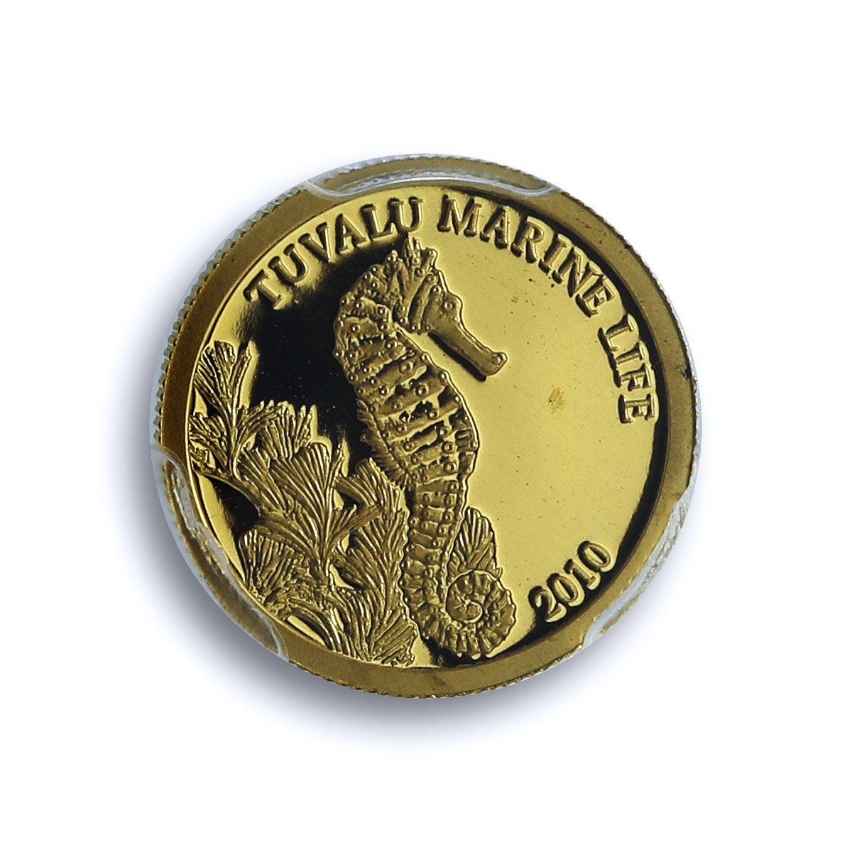 Tuvalu 2 dollars Seahorse KM-168 Marine Life Fauna PR 69 PCGS gold coin 2010