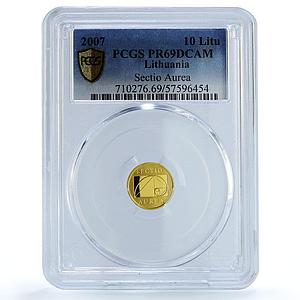 Lithuania 10 litu Sectio Aurea Golden Section KM-160 PR 69 PCGS gold coin 2007