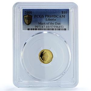 Liberia 10 dollars Mask of Dan KM-821 Culture Art PR 69 PCGS gold coin 2000