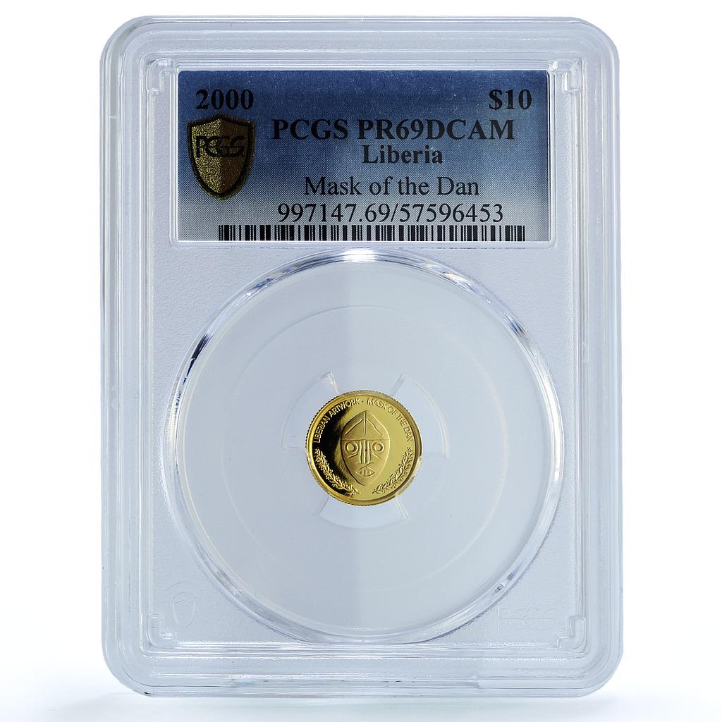 Liberia 10 dollars Mask of Dan KM-821 Culture Art PR 69 PCGS gold coin 2000