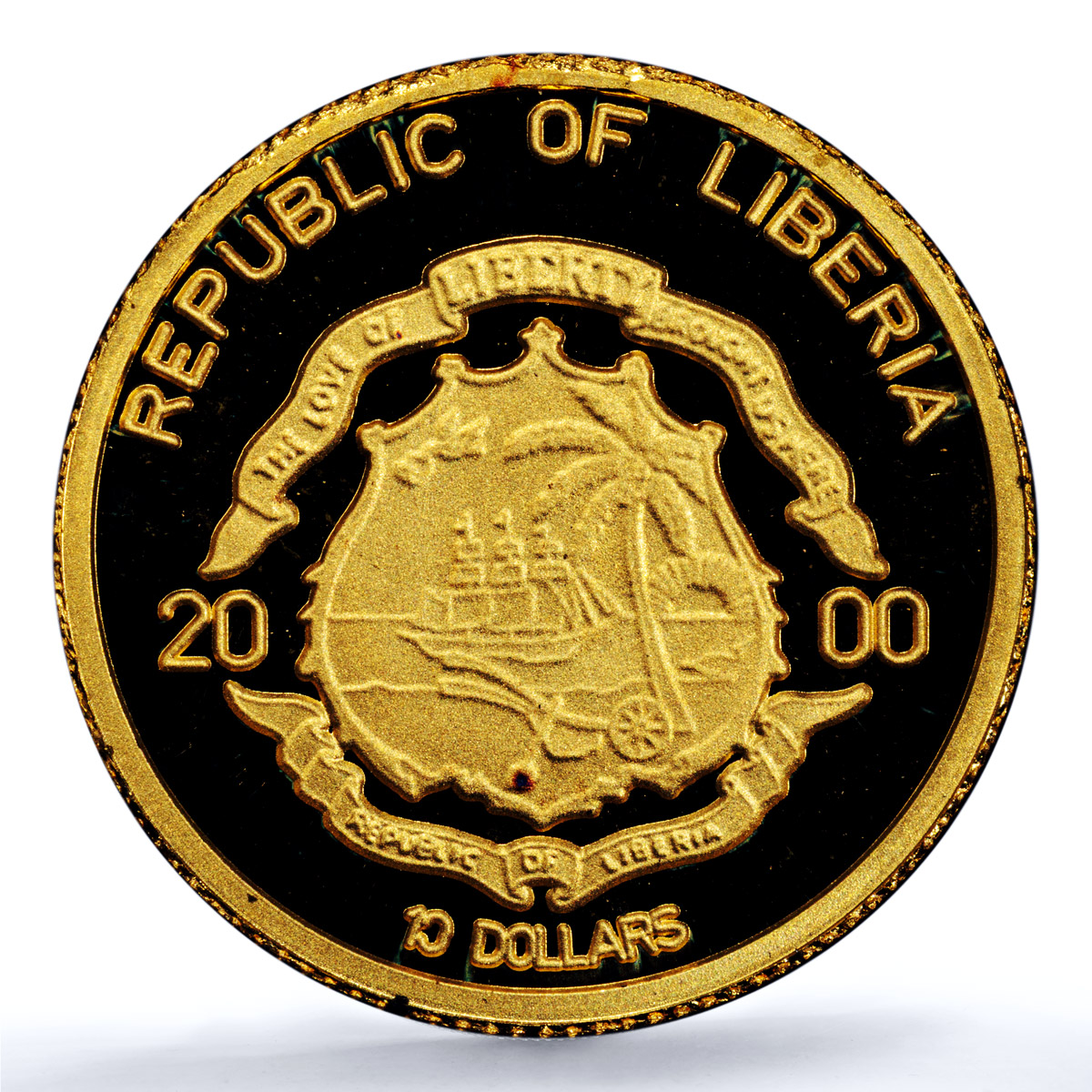 Liberia 10 dollars Mask of Dan KM-821 Culture Art PR 69 PCGS gold coin 2000