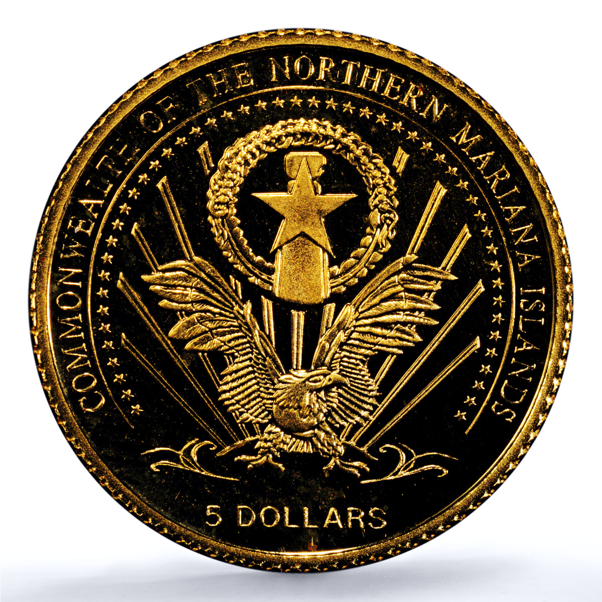 Northern Mariana 5 dollars Magellan X#2 Ship Clipper PR 67 gold coin 2004