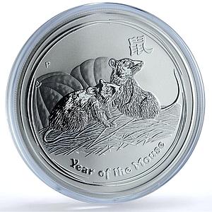 Australia 2 dollars Year Rat KM-1886 Lunar Series 2 Mouse 2 oz silver coin 2008