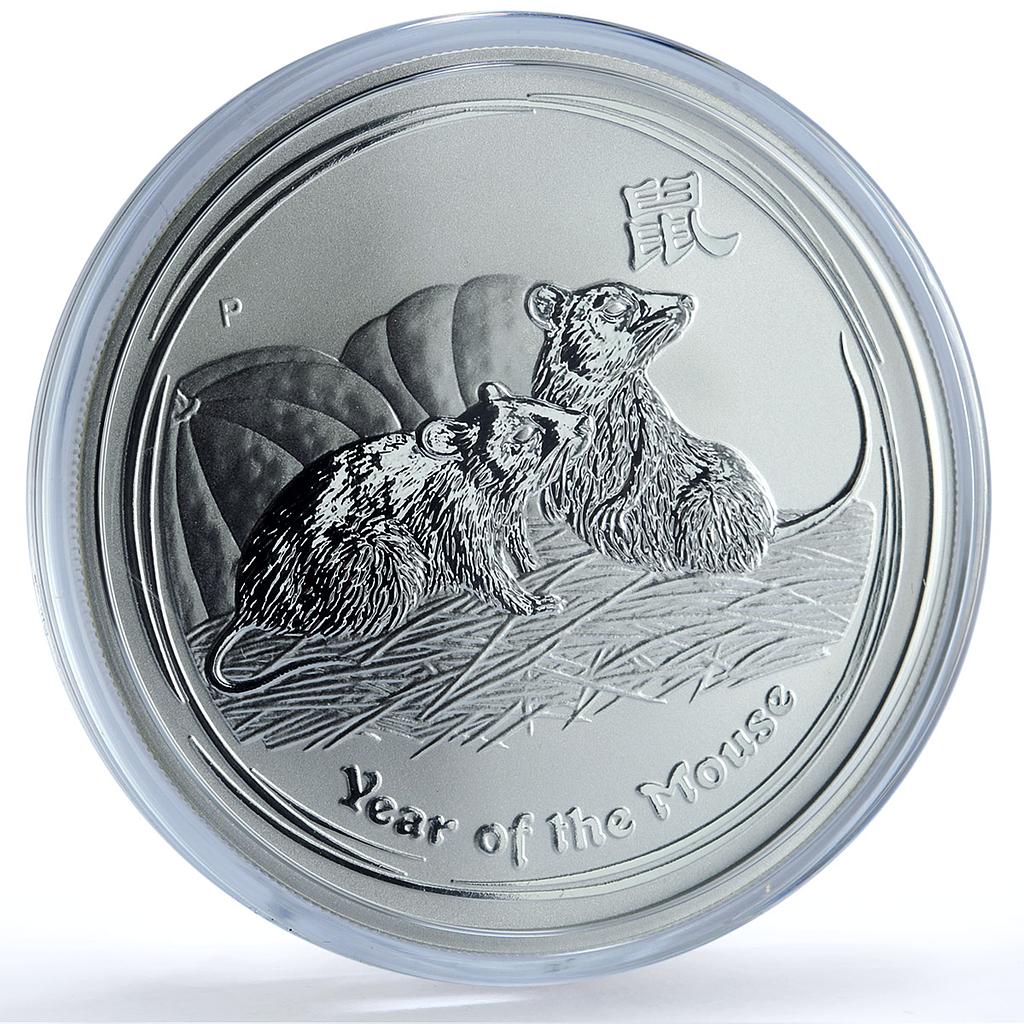 Australia 2 dollars Year Rat KM-1886 Lunar Series 2 Mouse 2 oz silver coin 2008