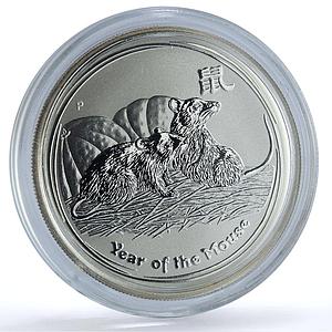 Australia 50 cents Year of the Rat KM-1879 Lunar Series 2 Mouse silver coin 2008