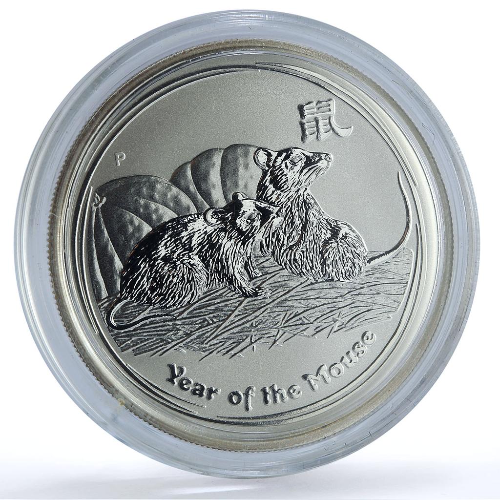 Australia 50 cents Year of the Rat KM-1879 Lunar Series 2 Mouse silver coin 2008 Australia 50 cents Year of the Rat KM-1879 Lunar Series 2 Mouse silver coin 2008