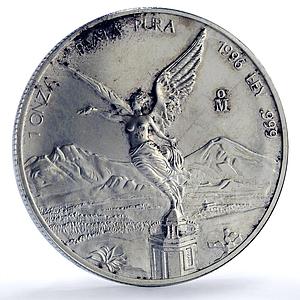 Mexico 1 onza Libertad Angel of Independence KM-613 Bullion silver coin 1996