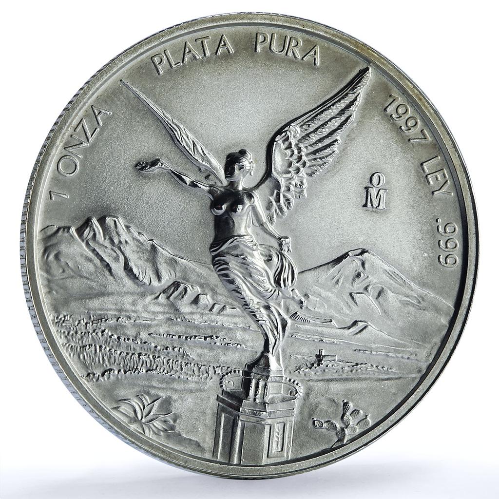 Mexico 1 onza Libertad Angel of Independence KM-613 Bullion silver coin 1997 Mexico 1 onza Libertad Angel of Independence KM-613 Bullion silver coin 1997